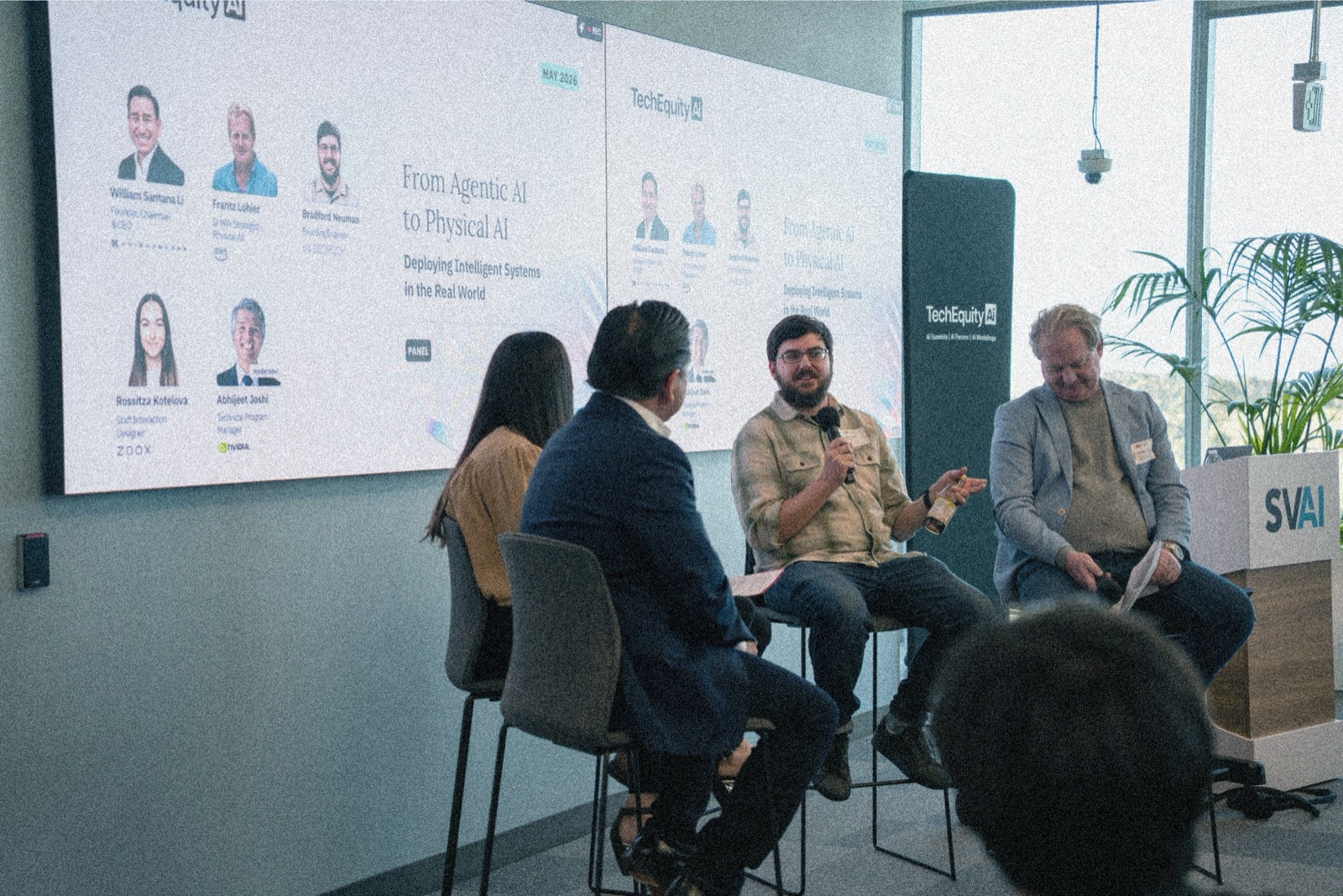 A fireside chat at a Techequity AI event